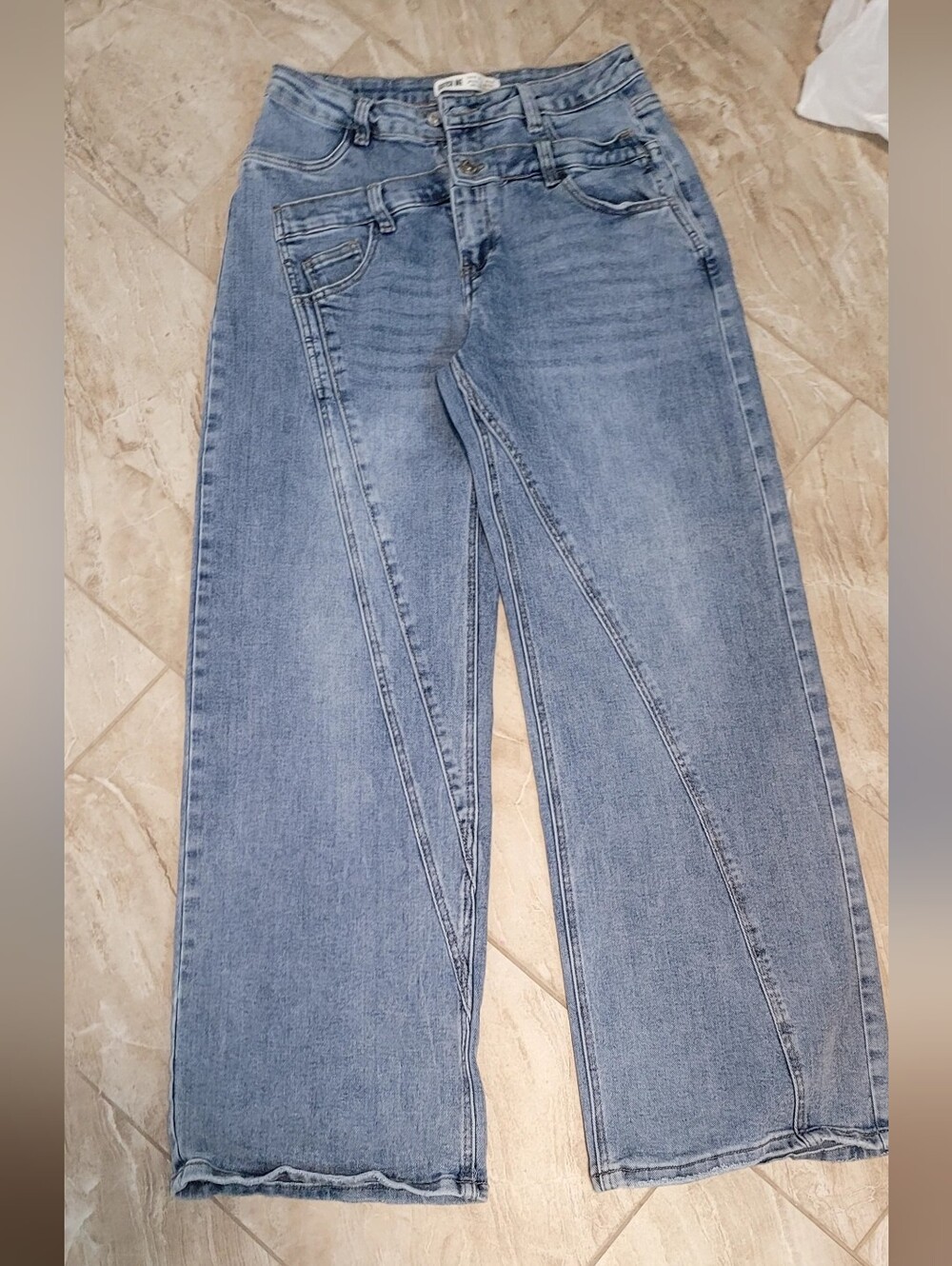 Katch Me High-Rise Light Blue Wide Leg Jeans - Women's Flare
